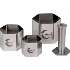 Plate-it Garneerringen Hexagon met Pusher Set/4 New