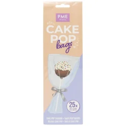PME Cakepop zakjes met zilveren strikjes 25x7,6cm 25st. New