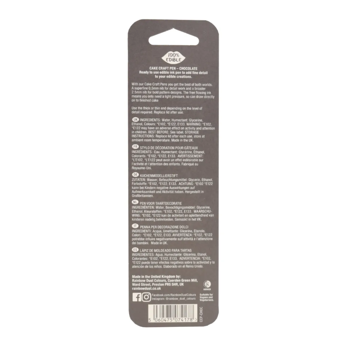 Rainbow Dust RD Stift eetbare inkt dubbelzijdig Chocoladebruin New