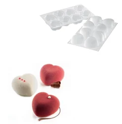 Silikomart Siliconen Bakvorm Hart (8x) 6,3x6,5x3,9cm+cutter New