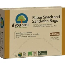 If You Care Snack/Broodzak Ongebleekt Papier 19x16,2x5,7cm 48st. Outlet