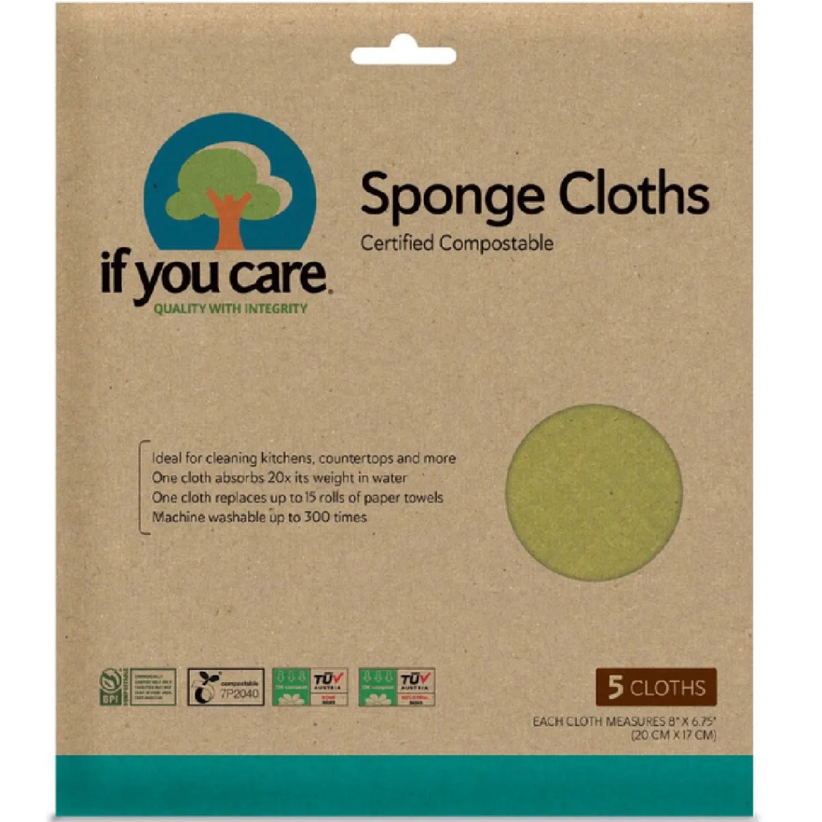 If You Care Sponsdoek Composteerbaar 20x17cm 5st. Best