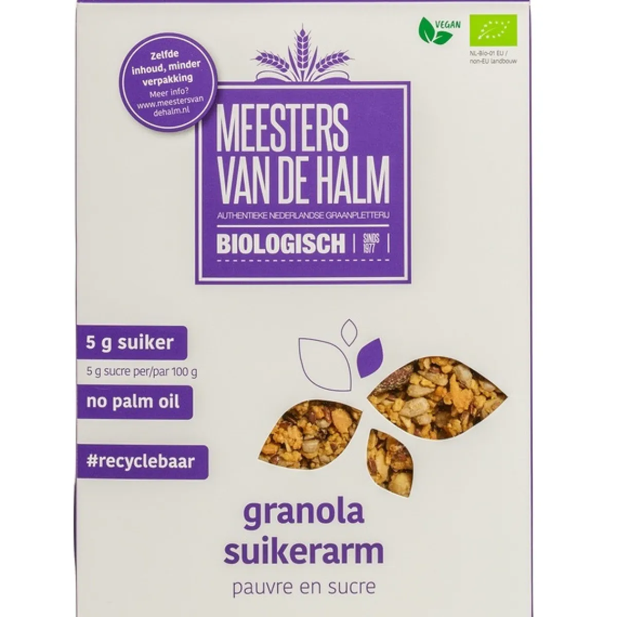 De Halm Suikerarme Granola Biologisch 350g Hot