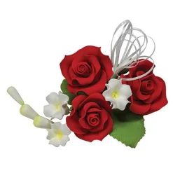 Culpitt Suikerbloem boeket Rozen trio rood 11cm. Clearance