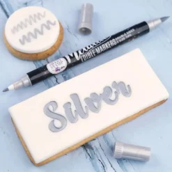 Sweet Stamp Stift Eetbare Inkt Dubbelzijdig Metallic Zilver Clearance