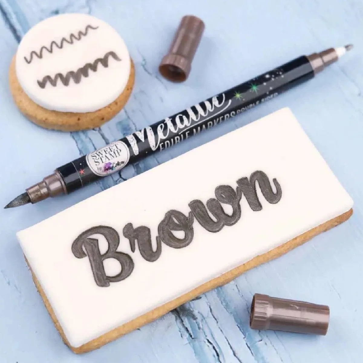 Sweet Stamp Stift Eetbare Inkt Dubbelzijdig Metallic Bruin Outlet