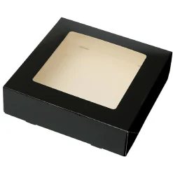 BrandNewCake Taartdoos met venster 19x19x5cm. Zwart 50st Hot