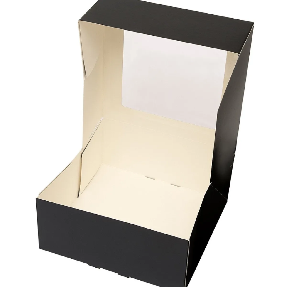 BrandNewCake Taartdoos met venster 21x21x9cm. Zwart 50st Discount