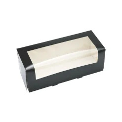 Overig Taartdoos Slof met venster 25x10x9cm Zwart** Outlet