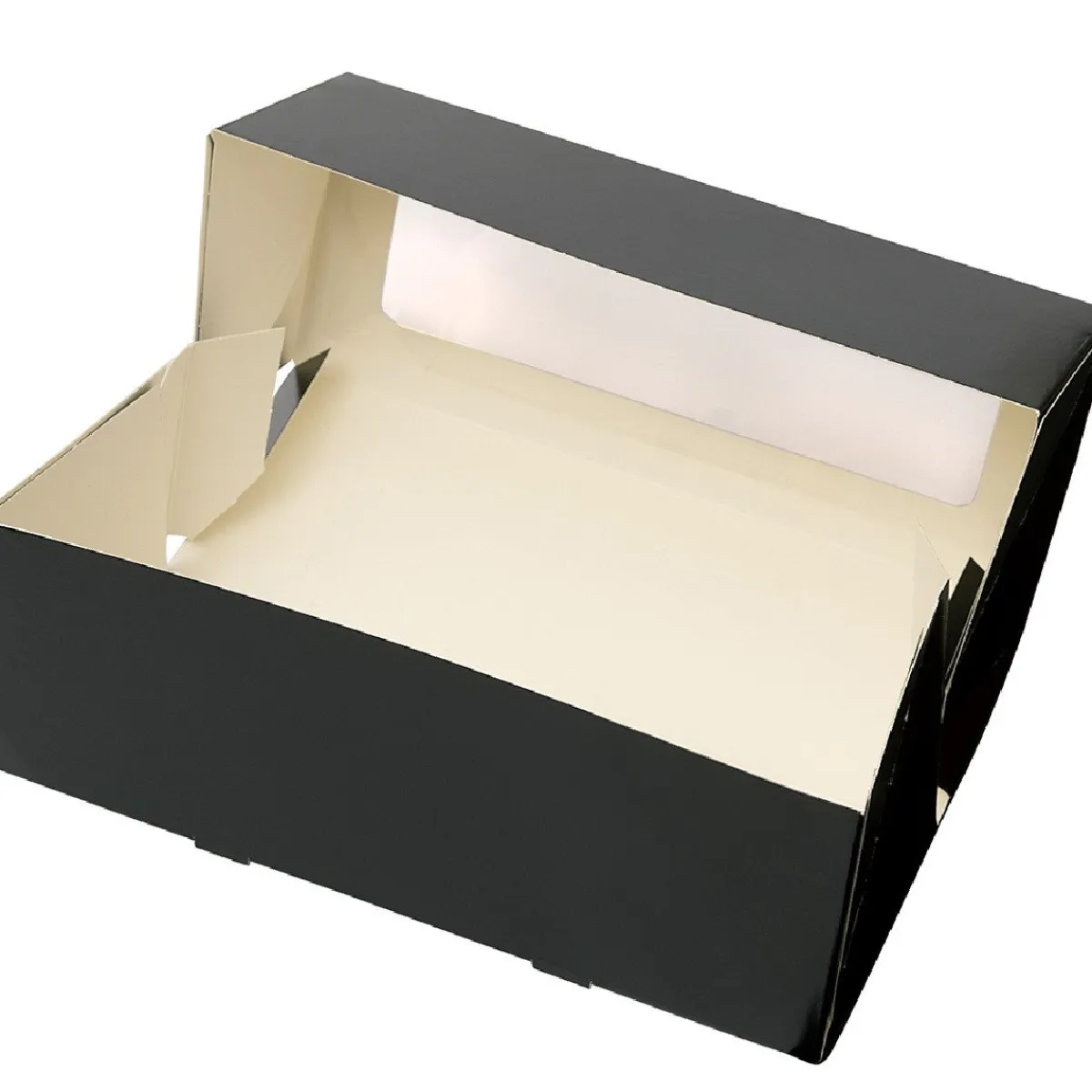 BrandNewCake Taartdoos Slof met venster 25x10x9cm. Zwart 50st Online