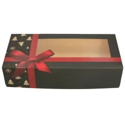 Overig Taartdoos Stol met Venster 34x16x8cm Zwart Strik (Kerst)** Outlet