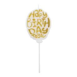 Overig Taartkaarsje Happy Birthday Goud Glitter** Sale