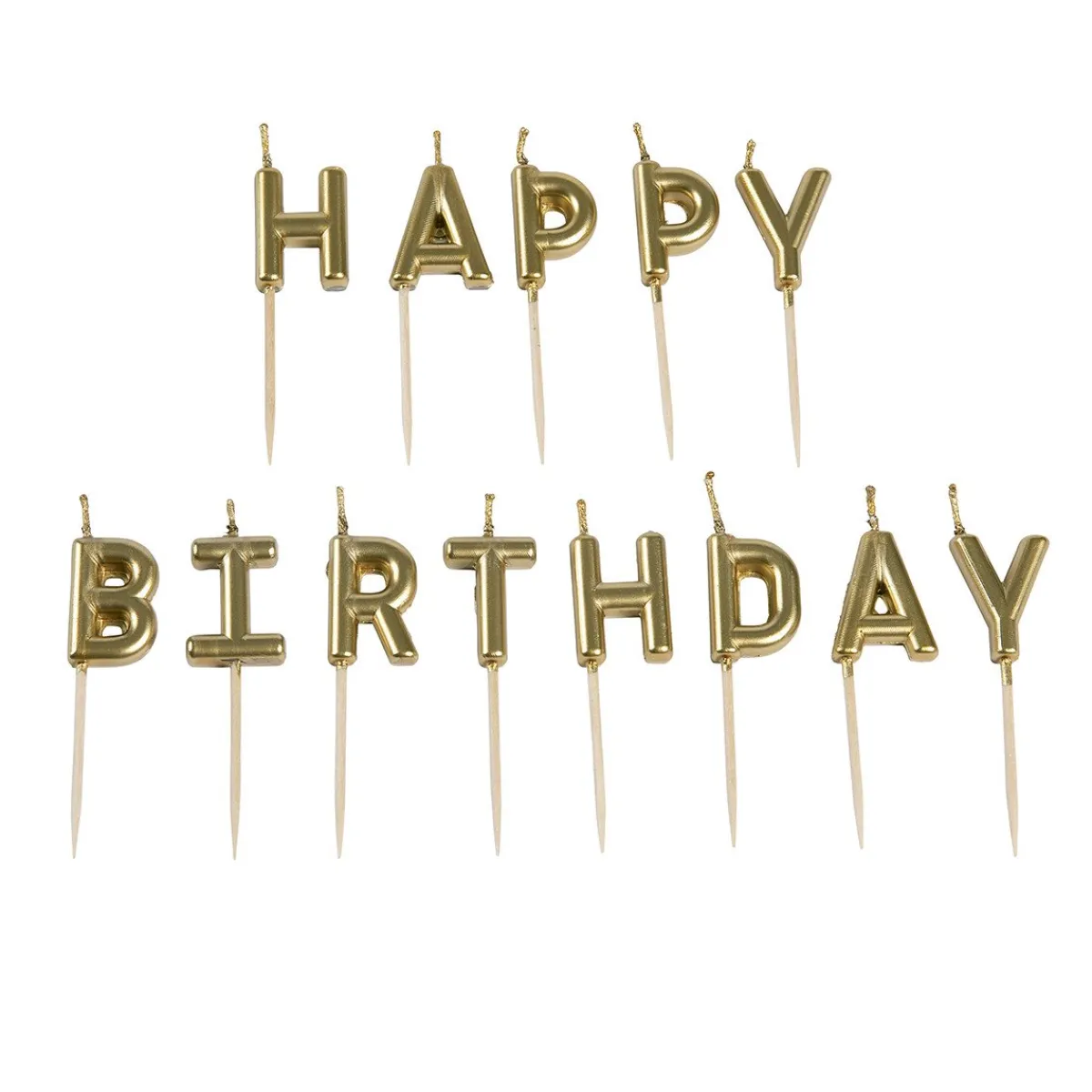 Overig Taartkaarsjes Happy Birthday Goud New