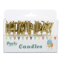 Overig Taartkaarsjes Happy Birthday Goud New