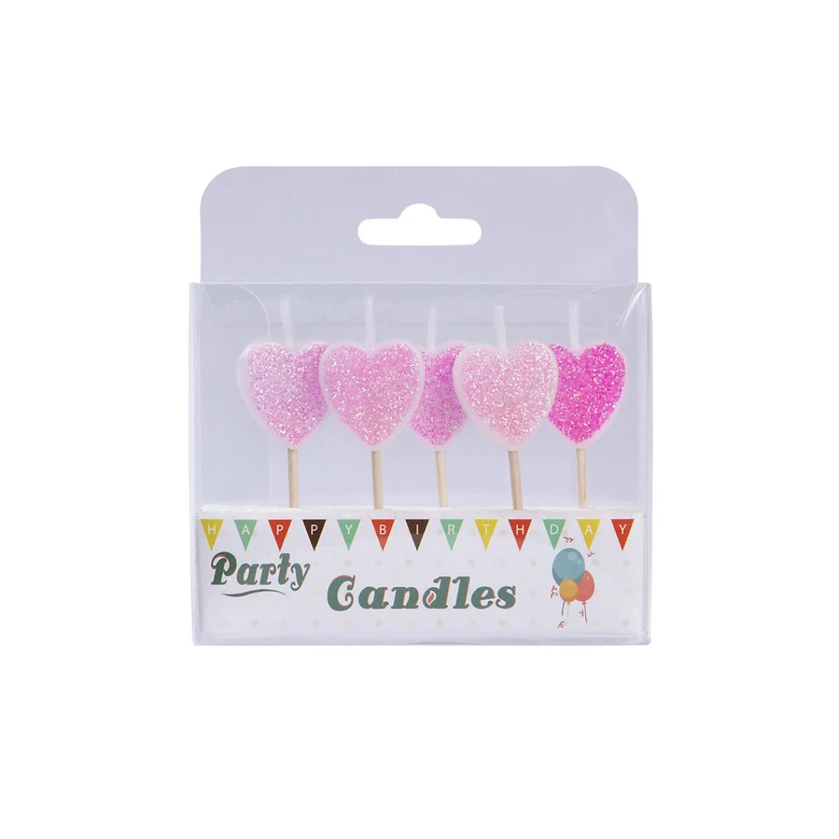 Overig Taartkaarsjes Hartjes Glitter 5st.