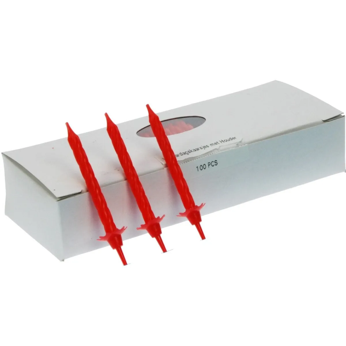 Overig Taartkaarsjes met houder 6cm 100st. Rood Best