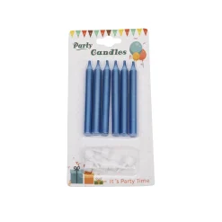 Overig Taartkaarsjes met houders Blauw 6st.** Discount
