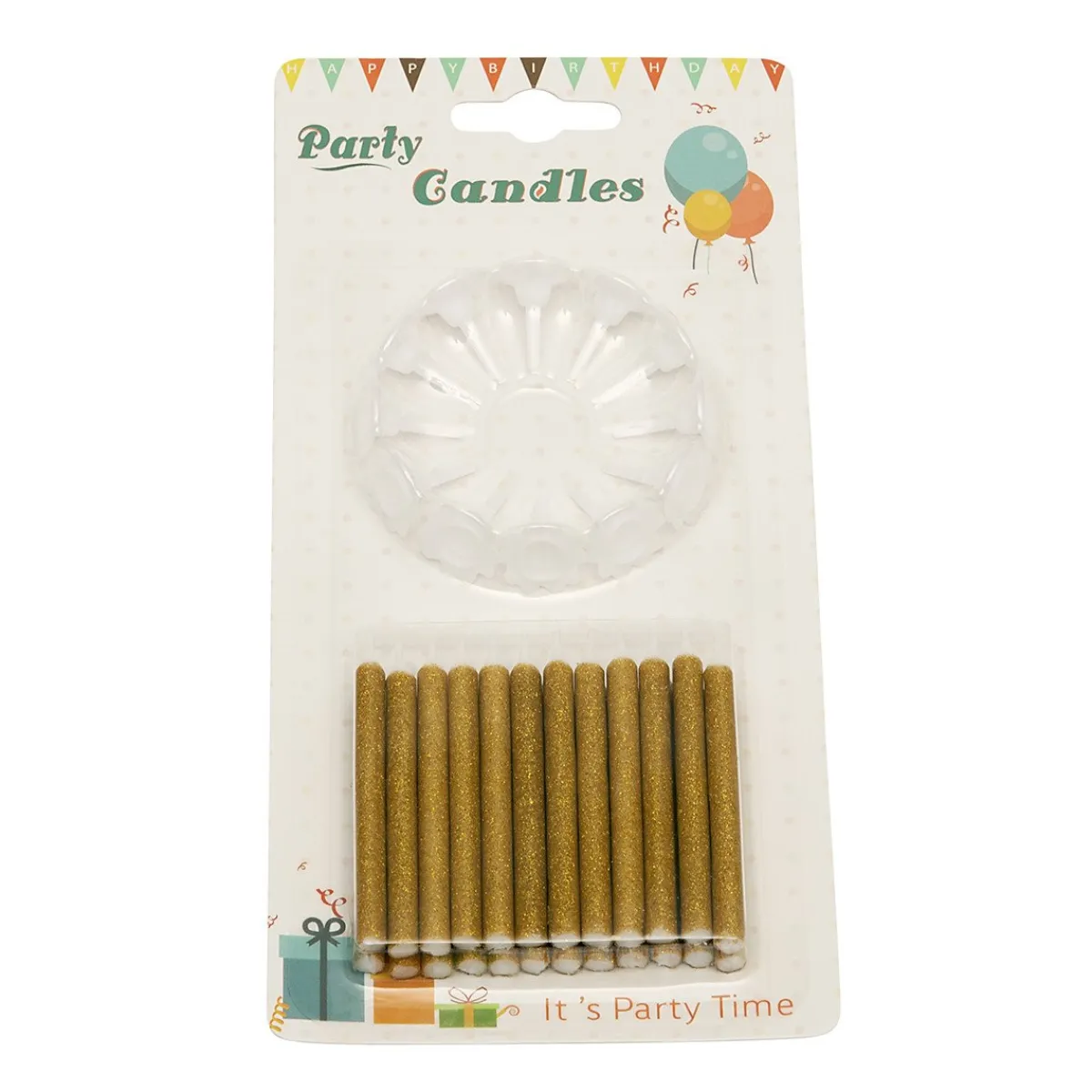BrandNewCake Taartkaarsjes met houders Goud Glitter 24st Clearance