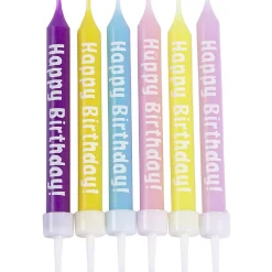 Overig Taartkaarsjes met houders Happy Birthday 6st.** Online