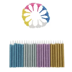 BrandNewCake Taartkaarsjes met houders Multi Glitter 24st Online