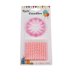 Overig Taartkaarsjes met houders Roze 24st Hot