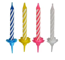 Overig Taartkaarsjes met houder 324st. Gekleurd Discount