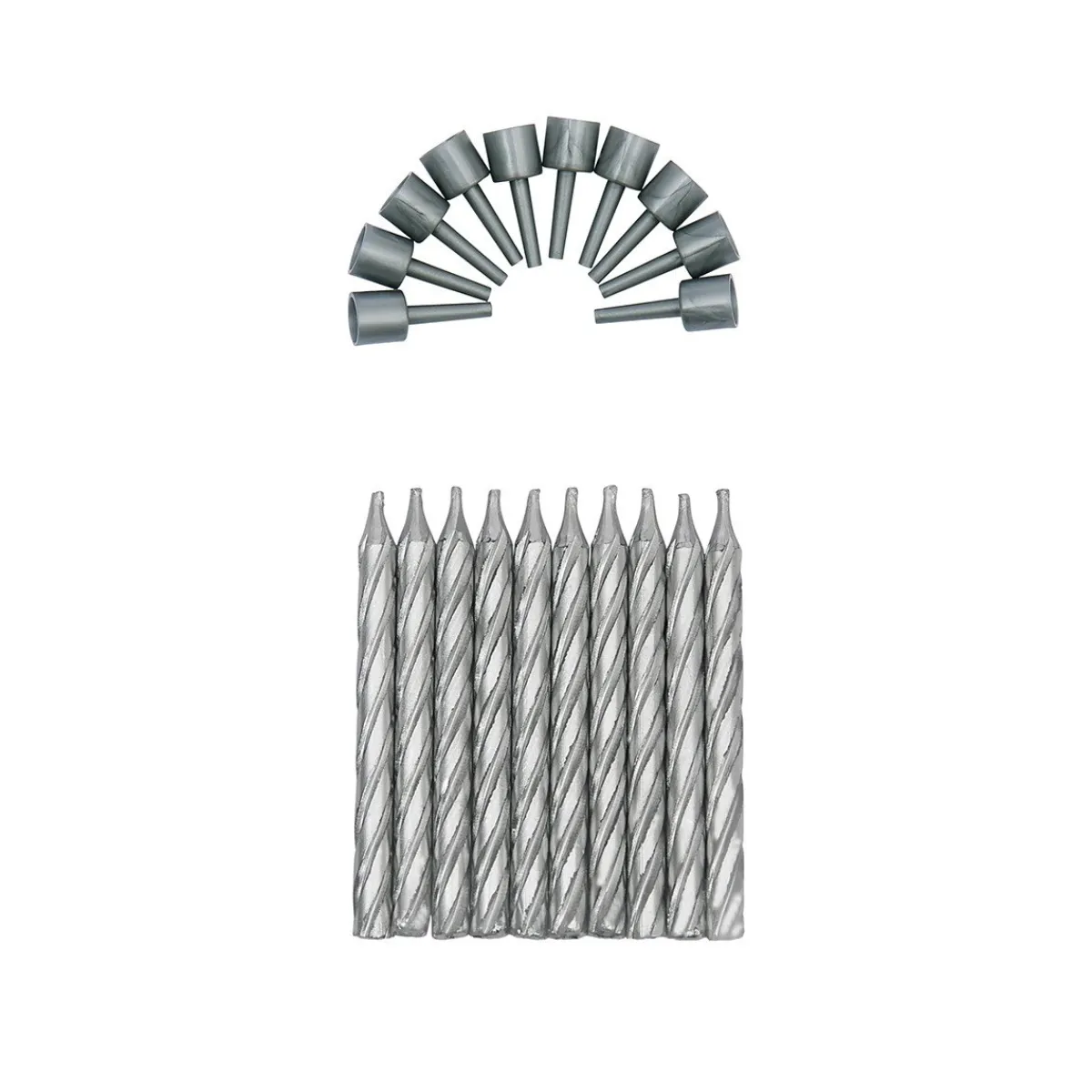 Overig Taartkaarsjes met houders Zilver 10st** Clearance