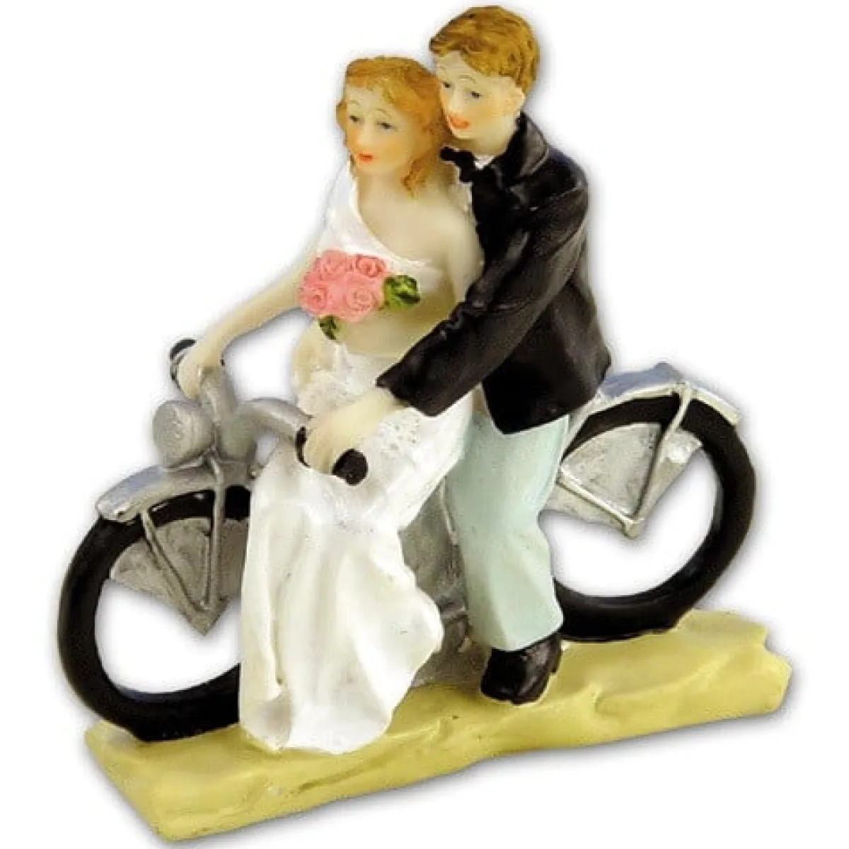 Taarttopper Bruidspaar op Motorfiets Polystone 11cm Clearance