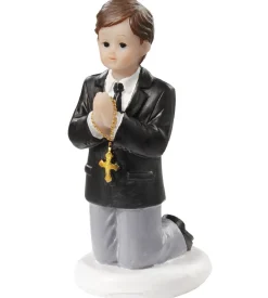 Overig Taarttopper Communie Jongen met Kruis Polystone 7cm Outlet
