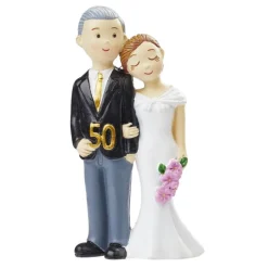 Overig Taarttopper Gouden Bruidspaar 50 jaar Polystone 8,4cm Clearance