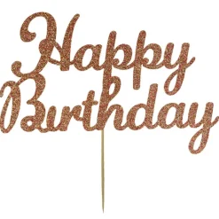Culpitt Taarttopper Happy Birthday Rose Goud 15x8cm