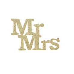 Overig Taarttopper Mr & Mrs Kunststof Goud 11cm 4st Discount