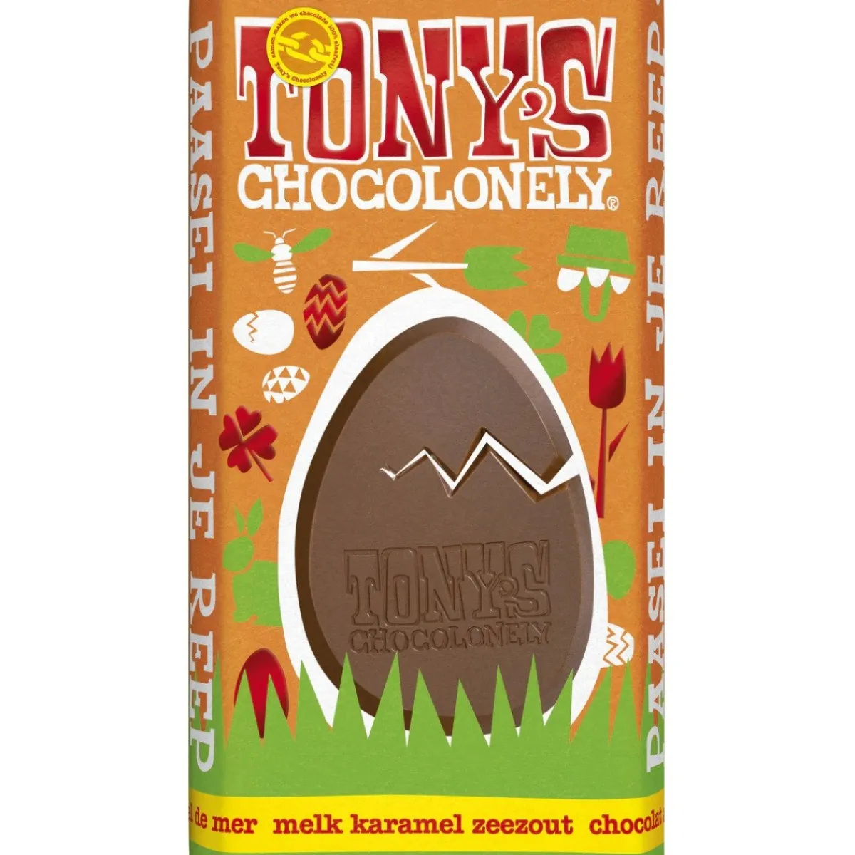 Overig Tony's Chocolonely Paasreep Melk / Karamel / Zeezout 180g Clearance