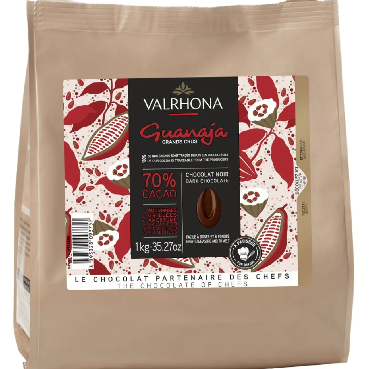 Valrhona Chocolade Druppels Puur Guanaja (70%) 1kg New