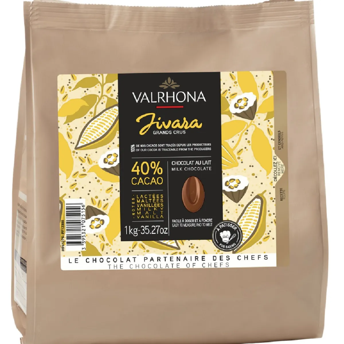 Valrhona Chocolade Druppels Melk Jivara (40%) 1kg Hot