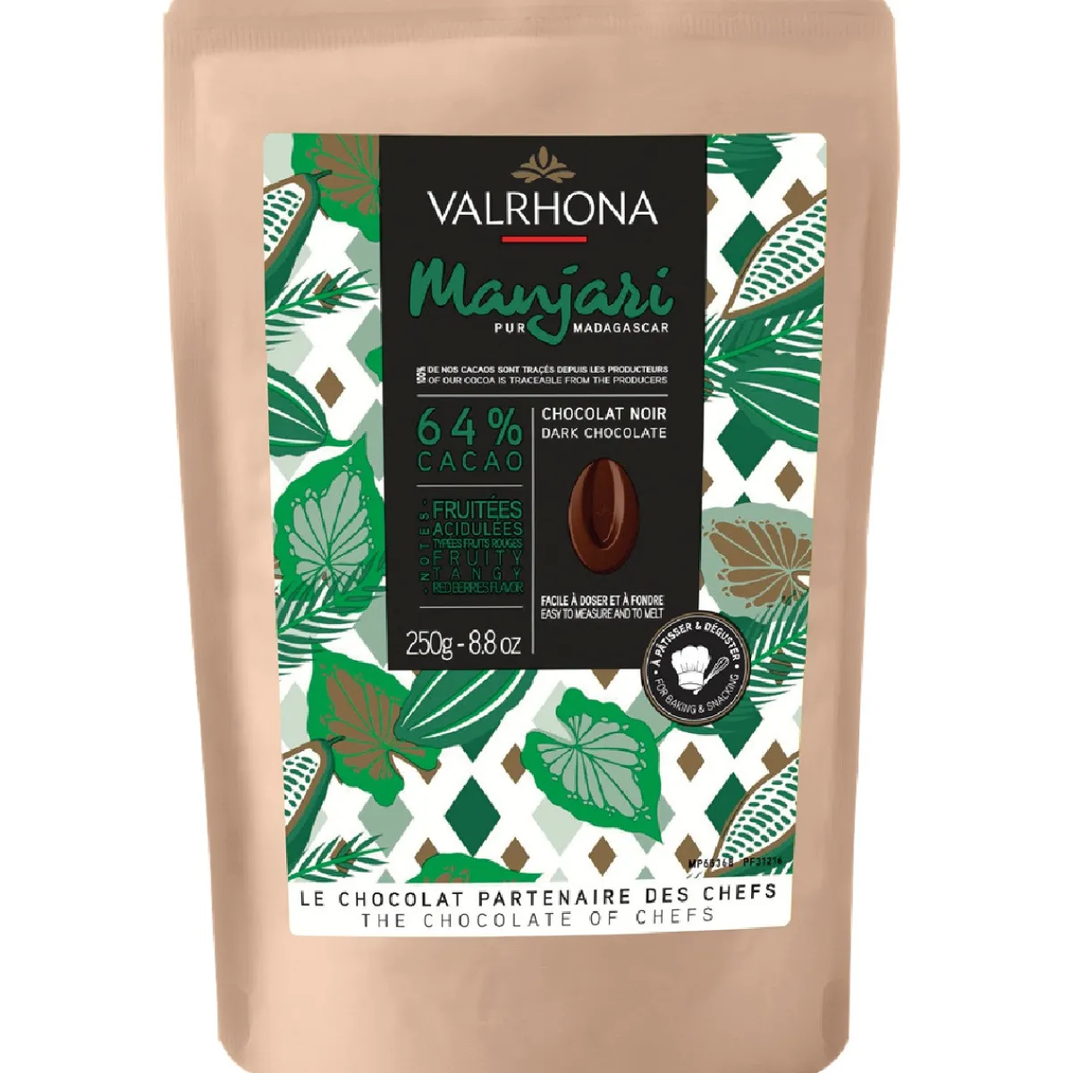 Valrhona Chocolade Druppels Puur Manjari (64%) 250g Hot